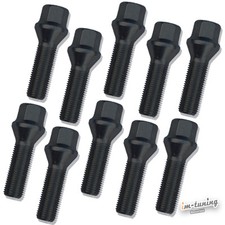 H&R 10x schwarze Radschraube/Bolzen Kegel 60° M12x1,5x43 für BMW u.v.a. Felgen