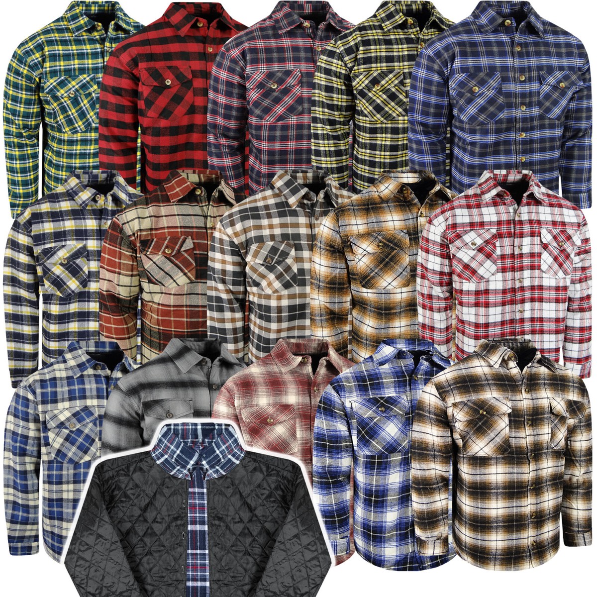 トップス Men's Plaid Quilted Thick Shirt JSGEK Men's Quilted Lined Flannel Jacket, Thicken Plaid