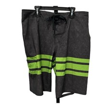 Hang Ten Mens Board Shorts Size Black Green Swimsuit Sz 32