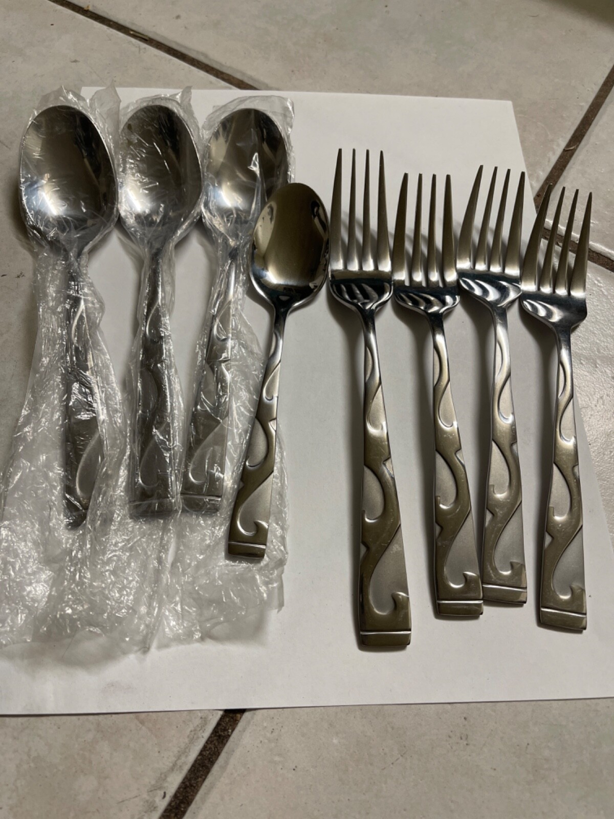 Oneida TUSCANY Stainless Frosted Glossy Flatware Set of 8 Pieces eBay