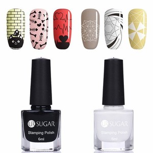 2 Pieces Nail Stamping Polish Set Black White Printing Lacquer