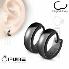 PAIR of Unique 316L Women's Men's Stainless Steel Hoop Huggie Earrings 