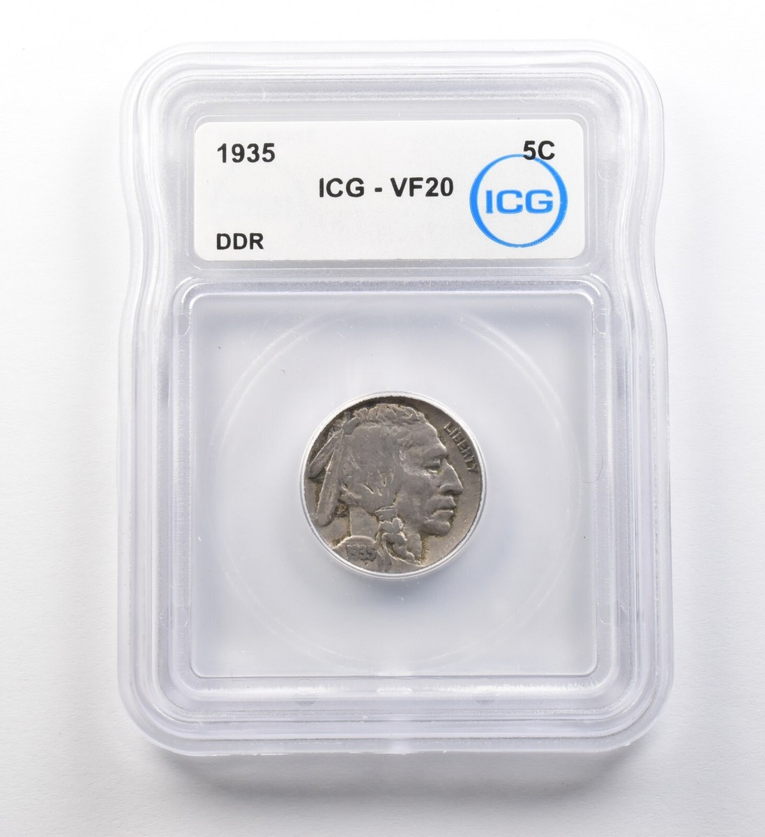 1935 Indian Head Buffalo Nickel DDR VF20 ICG ERROR *8193 - Main Image