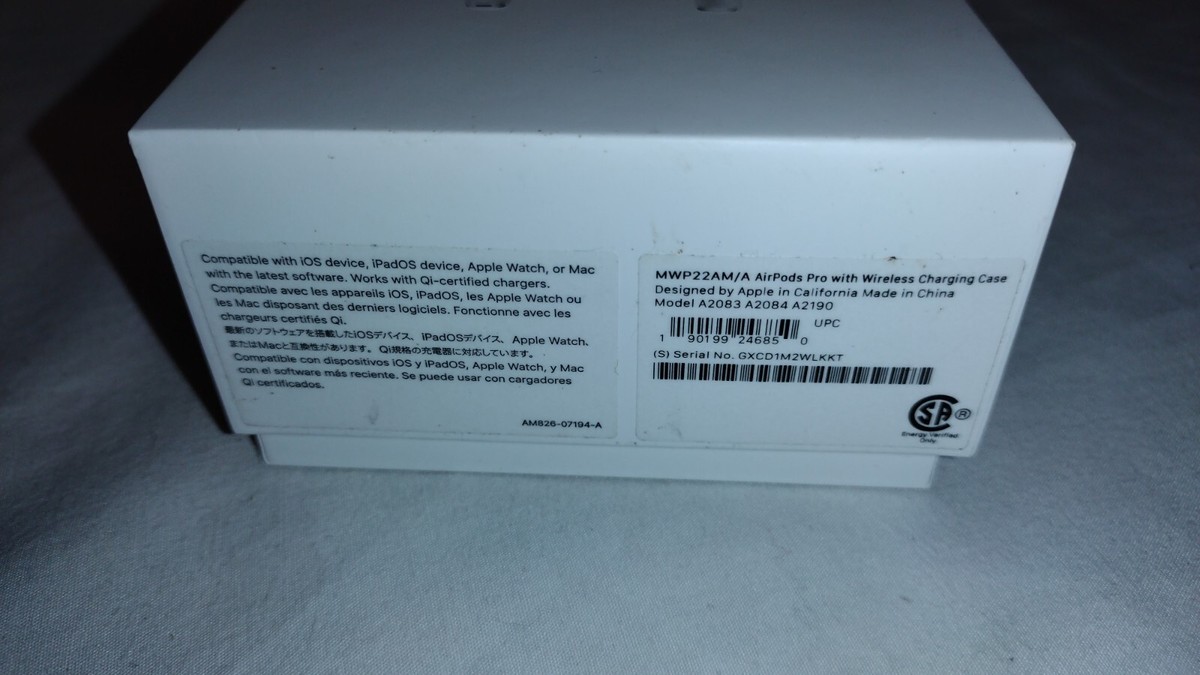 BOX ONLY Apple AirPods Pro Headphone Model A2083 A2084 A2190 W