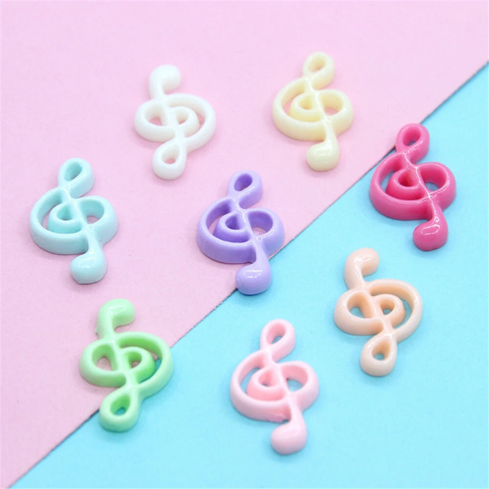20 pcs Multicolors Resin Flatback Musical Note DIY Craft Making Decors 21x14mm - Image 2 of 4