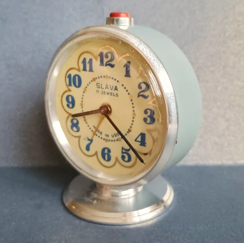 Reloj Despertador Eslava Soviético Vintage URSS Años 80~Perfecto Estado #64252 Foto 3 de 4