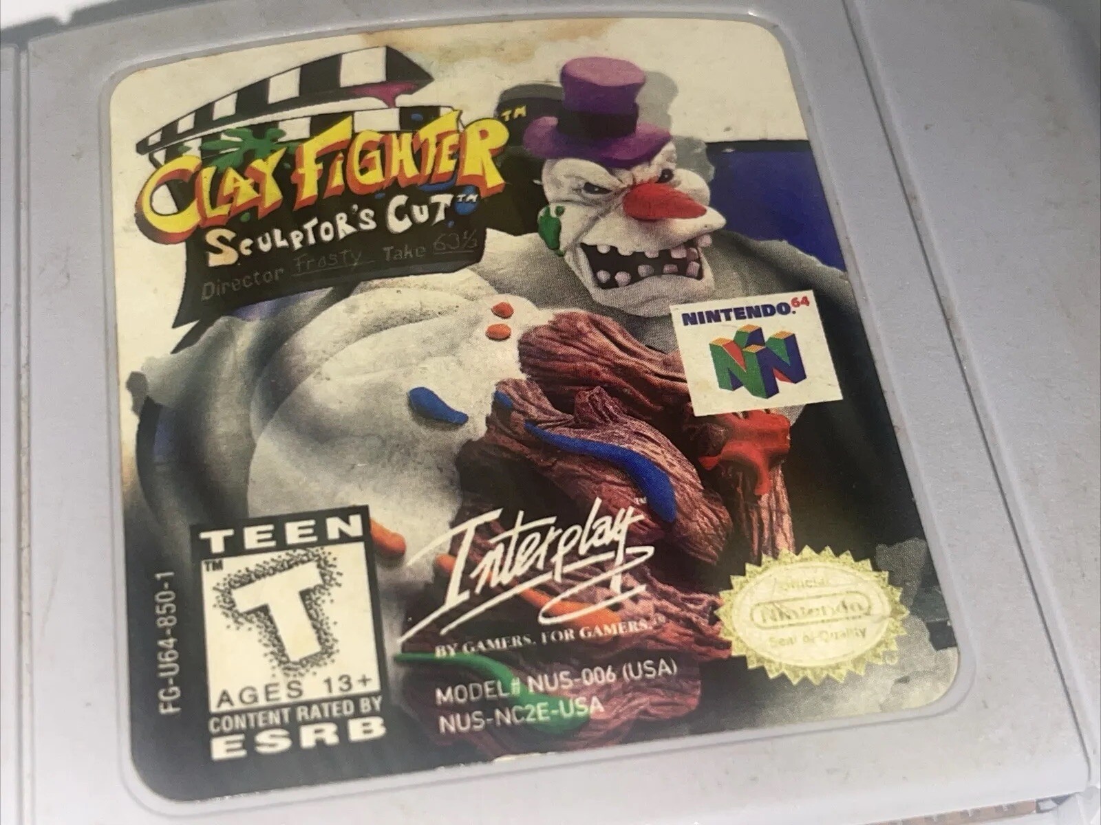 Clay Fighter Sculptor's Cut Nintendo 64 N64 Authentic Tested Cart