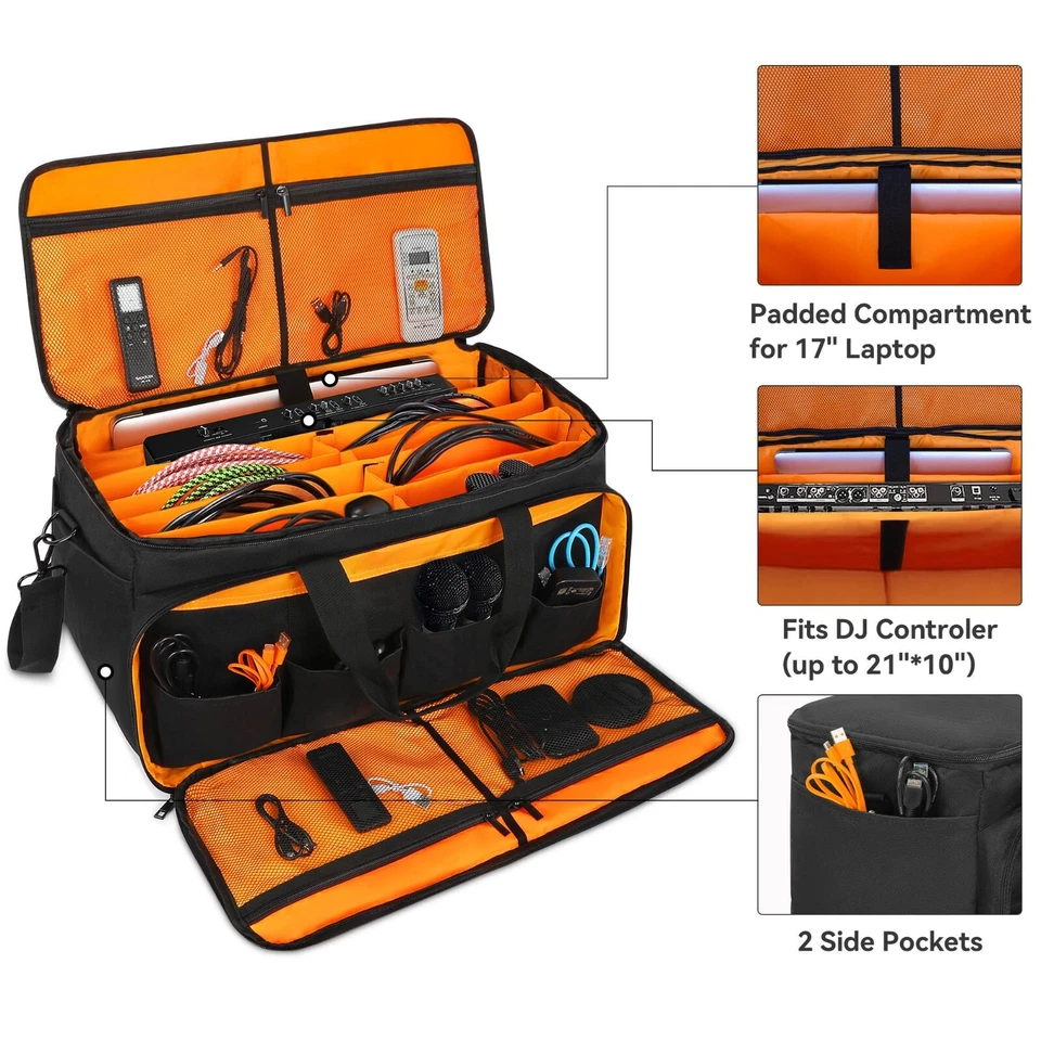 Talrizio Gig Bag Cable File Bag and Gear Organizer DJ Musician Bag 17" Laptop - Image 3 of 4