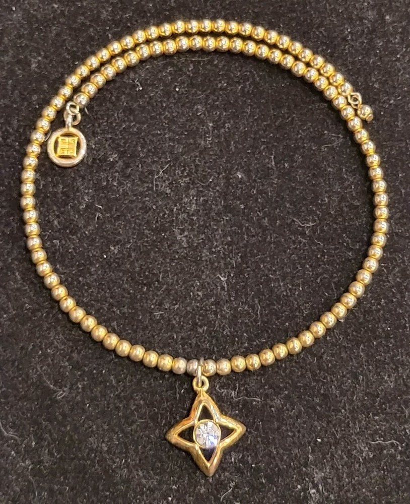 Vintage Rare 80s GIVENCHY Gold Bead Starburst Pendant Clear Rhinestone Choker