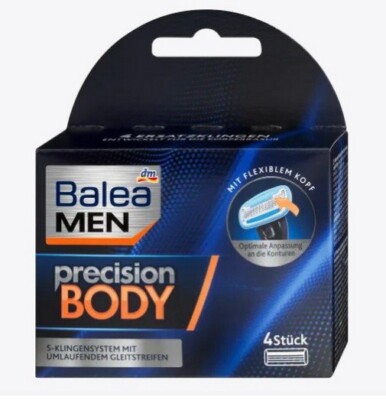 BALEA MEN Precision Body RAZOR BLADES 4 PSC. Sensitive skin. With vitamin E