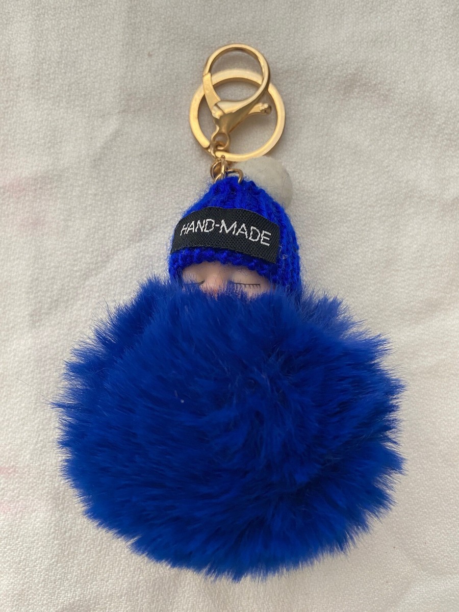 Fluffy Baby Doll Newborn Handmade Keychain -PomPom Key Chain Key