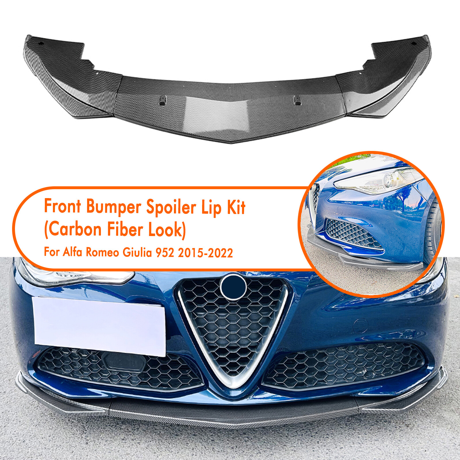Car Front Bumper Splitter Spoiler Lip For Alfa Romeo Giulia 952 2015-2022 2017