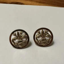 Signed Swank Men’s Jewelry Bullet Back Cufflinks Gold Tone Fleur-De-Lis