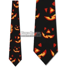 Jack O Lantern Ties Glowing Pumpkin Neckties Mens Halloween Neck Tie Brand New