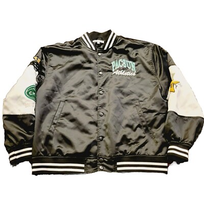 Pacsun Men's Y2K Bomber Varsity Lettermen Jacket M Medium Black White