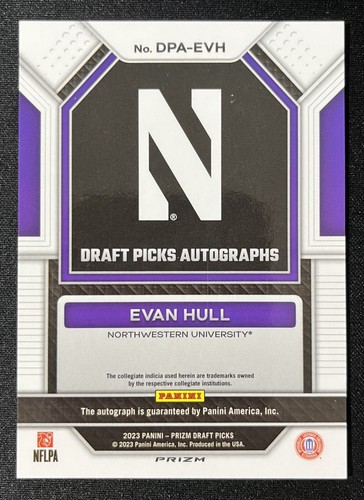 2023 Panini Prizm Draft Evan Hull AUTO SILVER #DPA-EVH Northwestern / Colts RB - Picture 2 of 2