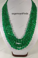 Collana perle forma ovale liscia onice verde naturale 6-12 mm pietre preziose...