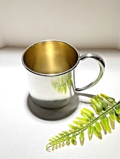 Watson & Cie Sterling Silver Baby Cup Gold Wash No Monogram 95.3 Grams