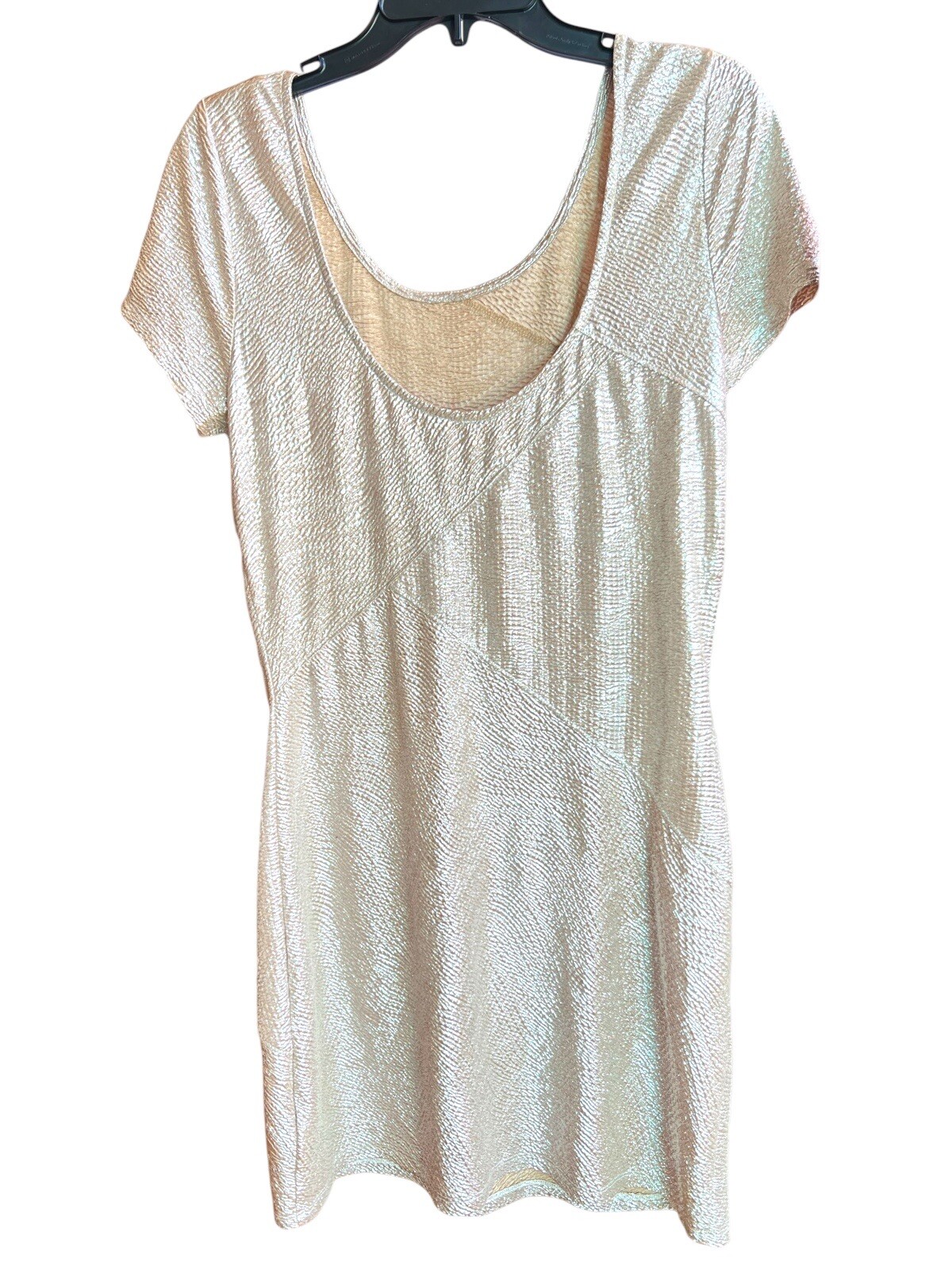 Free People Moonage Daydream Shimmer Metallic Bodycon Dress Bronze Size