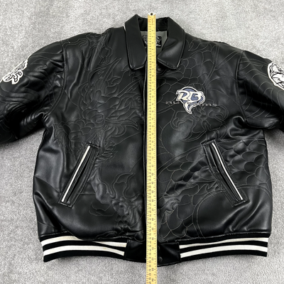 Vintage RAW BLUE Jacket Mens 2XL Black Faux Leather Bomber