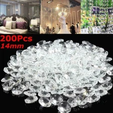 200PC Clear Crystal Glass Chandelier Part Prisms Octagonal Beads Decor 14MM