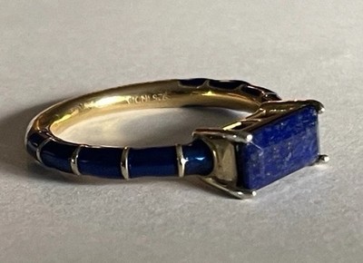 Ross Simons 18k Gold Over 925 Sterling Silver Lapis Lazuli Blue Enamel Ring Sz 9