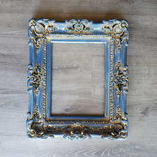 12x16 Vintage Blue Silver Picture Frame Ornate Baroque Fancy Photo Frame Poster