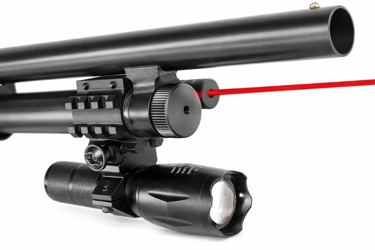 1000 Lumen Flashlight & Red Laser Combo w/ Barrel Mount Compatible
