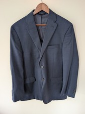 Jos A Bank Traveler Blazer Men 42R Tailored Fit Wool Blazer Blue Navy MicroCheck
