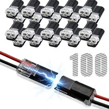 100pcs Double Wire Plug in Connector with Locking Buckle, Quick-Clip Fasteners M