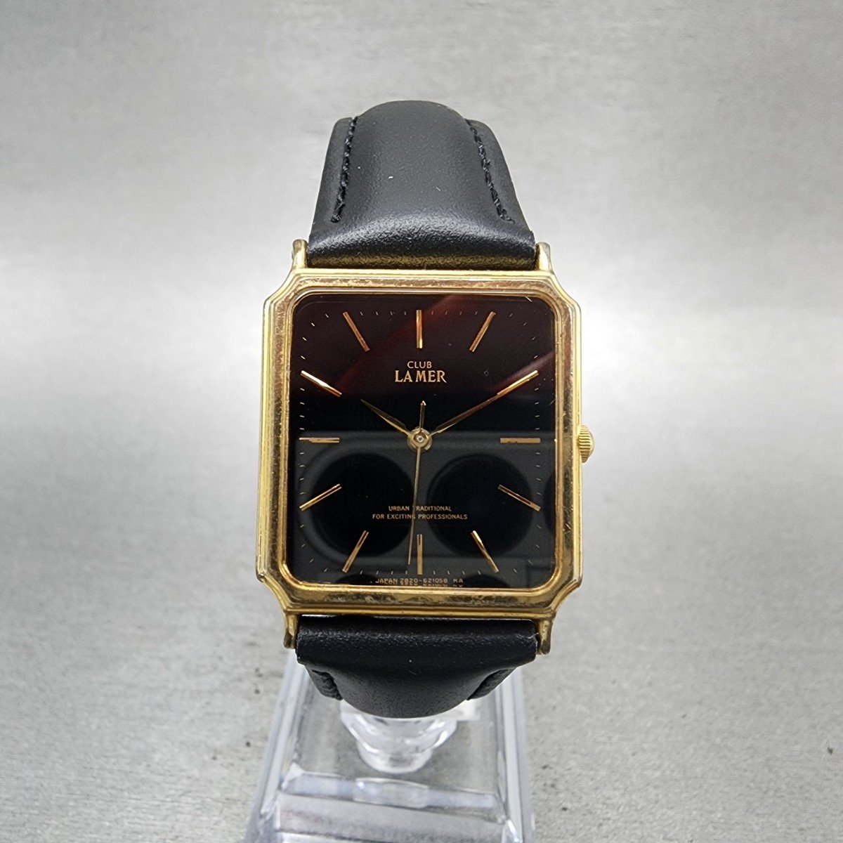 Citizen Club Lamer Tank Watch Men 25mm Black Dial Gold Tone