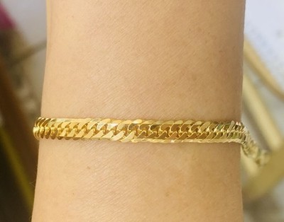 18K massives Gelbgold Miami kubanisches Gliederarmband 9,37 gm 6,25 Zoll (1,5 x 4,6 mm