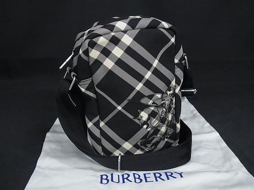 Burberry Polyester Check Crossbody Shoulder Bag Black BP7124