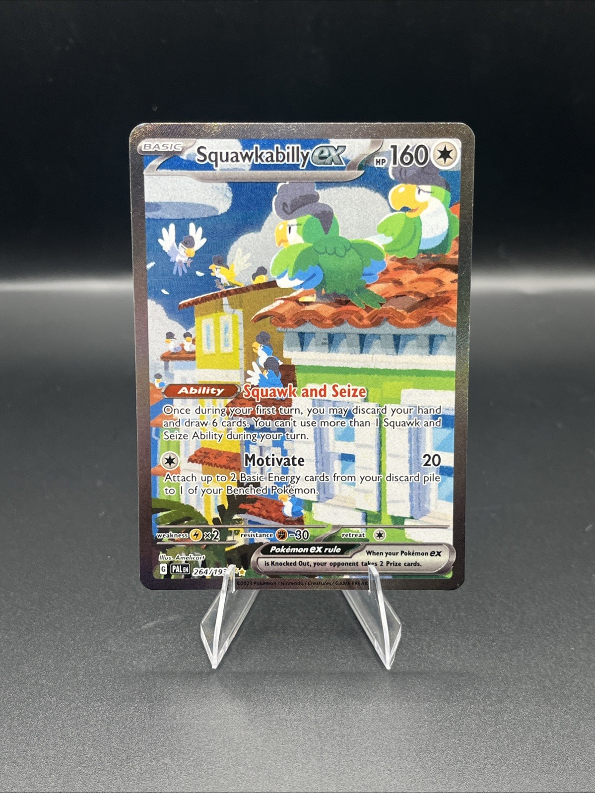 Pokémon Squawkabilly ex Illustration Rare Full Art Paldea Evolved 264/193