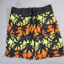 Art Class Swim Trunks - Boy's XL 14 - Pink Tropical Palm Sunset Swimsuit Shorts