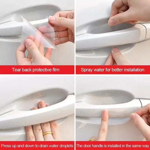 Juego de 8 piezas de pegatinas universales transparentes para manija de puerta de tazón de película protectora para automóvil - Imagen 6 de 9