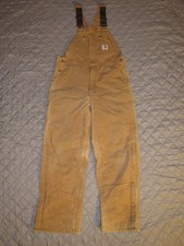 Carhartt USA Union Made Insulated Duck Bib Overalls RO2 BRN 36x32 36x30 actual 