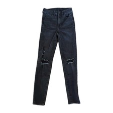 American Eagle Jeans Womens 00 Short Black Super Hi Rise Jegging NXT LVL Stretch