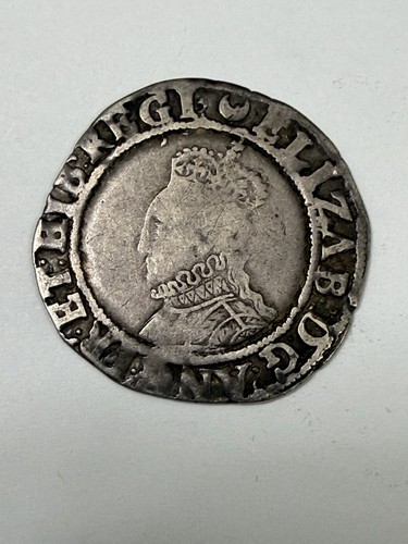 1587-1589 England Elizabeth I Silver Shilling Crescent 6th Issue Rare Coin