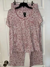 Laura Ashley Pajama Set Super Soft Cozy Loungewear Size Large Pink And White