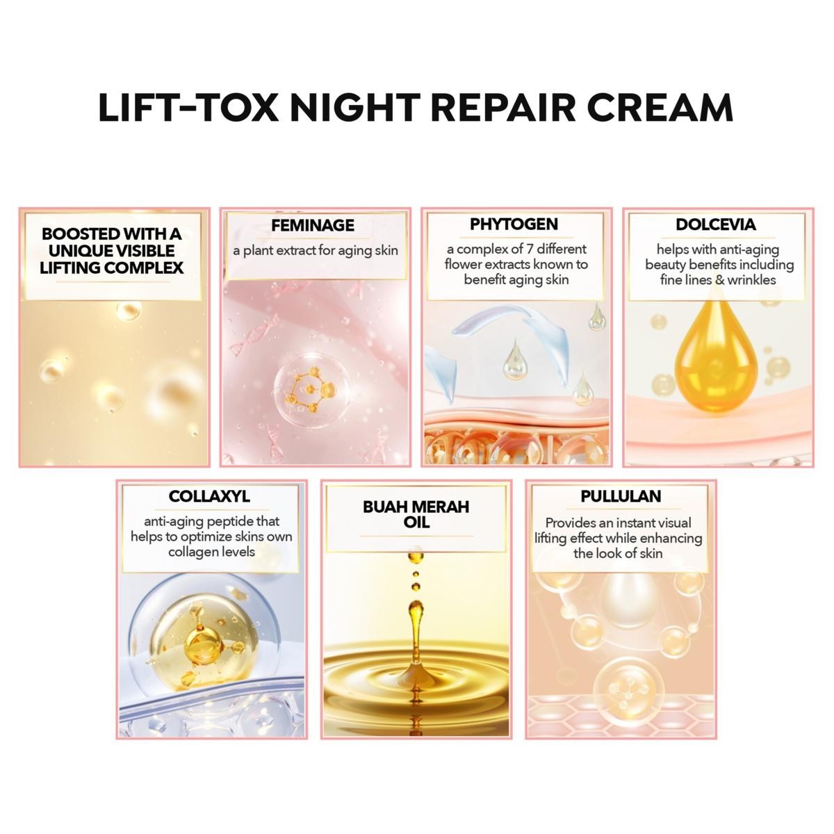 Nakery Beauty LIFT-TOX Night Lift Repair Restore Cream 2.0 fl oz 60 mL NIB