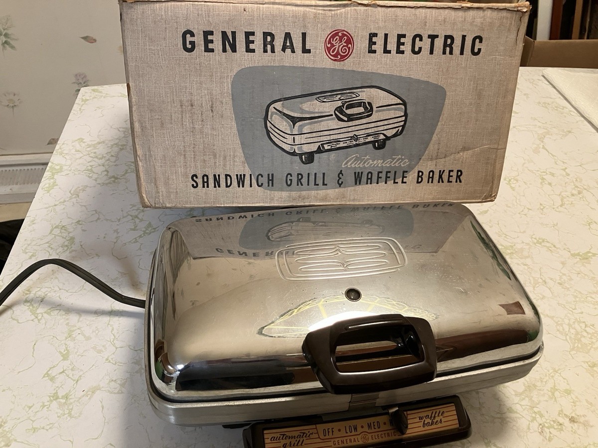 Vintage General Electric Grill Waffle Baker Maker G44T REVERSIBLE