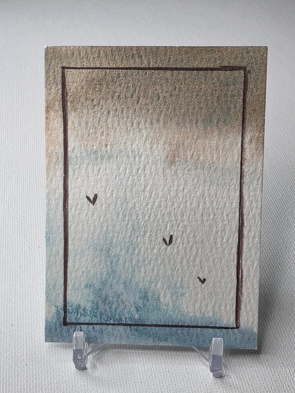 ACEO Art Card Original Hand-painted, Landscape, Birds, Abstract, Impressionistic