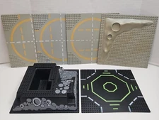 Lego Space Baseplate Lot - 6 Vintage Blacktron Crater & Landing Pad Baseplates