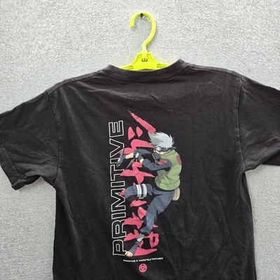 Primitive Men Shirt S Black Graphic Anime Naruto Kakashi Skate Y2K