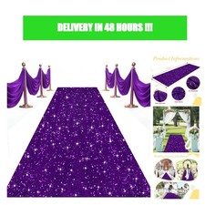 Purple Sequin Aisle Runner 2x15FT Wedding Party Carpet Runner with Tape