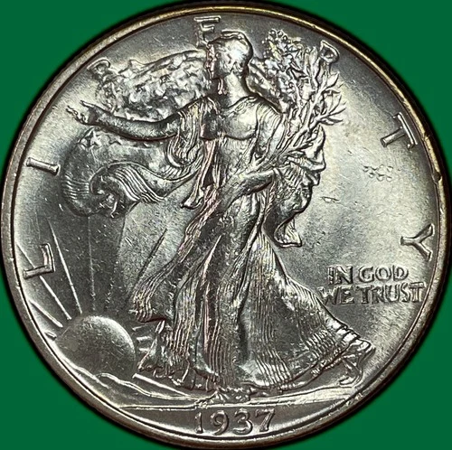 1937 Walking Liberty Half Dollar Choice Almost Uncirculated AU+ Coin #36392