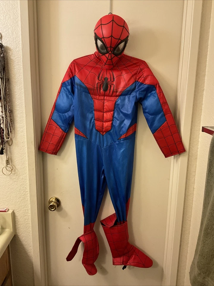 DISFRAZ MONO ACOLCHADO HOMBRE ARAÑA NIÑOS DISFRAZ CON GUANTES Y MÁSCARA TALLA 6~8 Foto 2 de 4