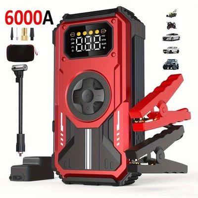 Swarey 12000mAh Jump Starter Power Bank with Compressor, 150 PSI 6000 A