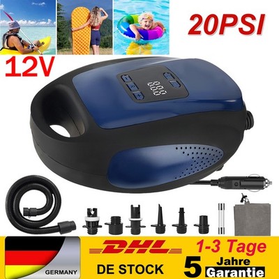 12V 20PSI SUP Elektropumpe Elektrische Luftpumpe für Schlauchboote Stand Up Pad
